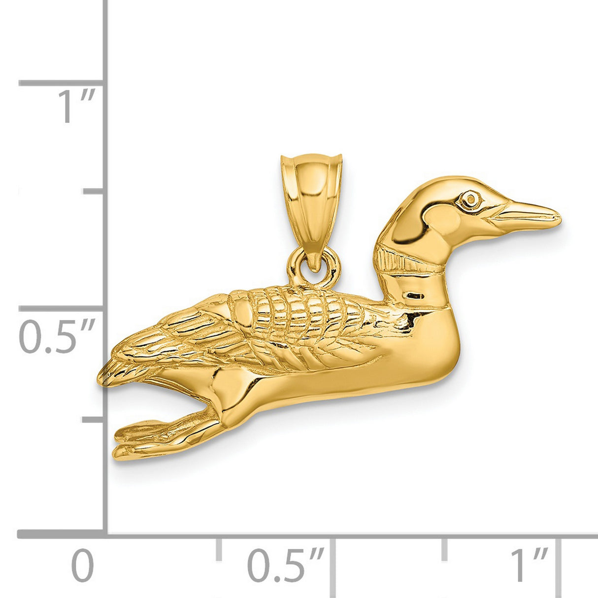 14k Yellow Gold Loon Bird Pendant, Realistic Wildlife Charm, Nature Symbol Jewelry
