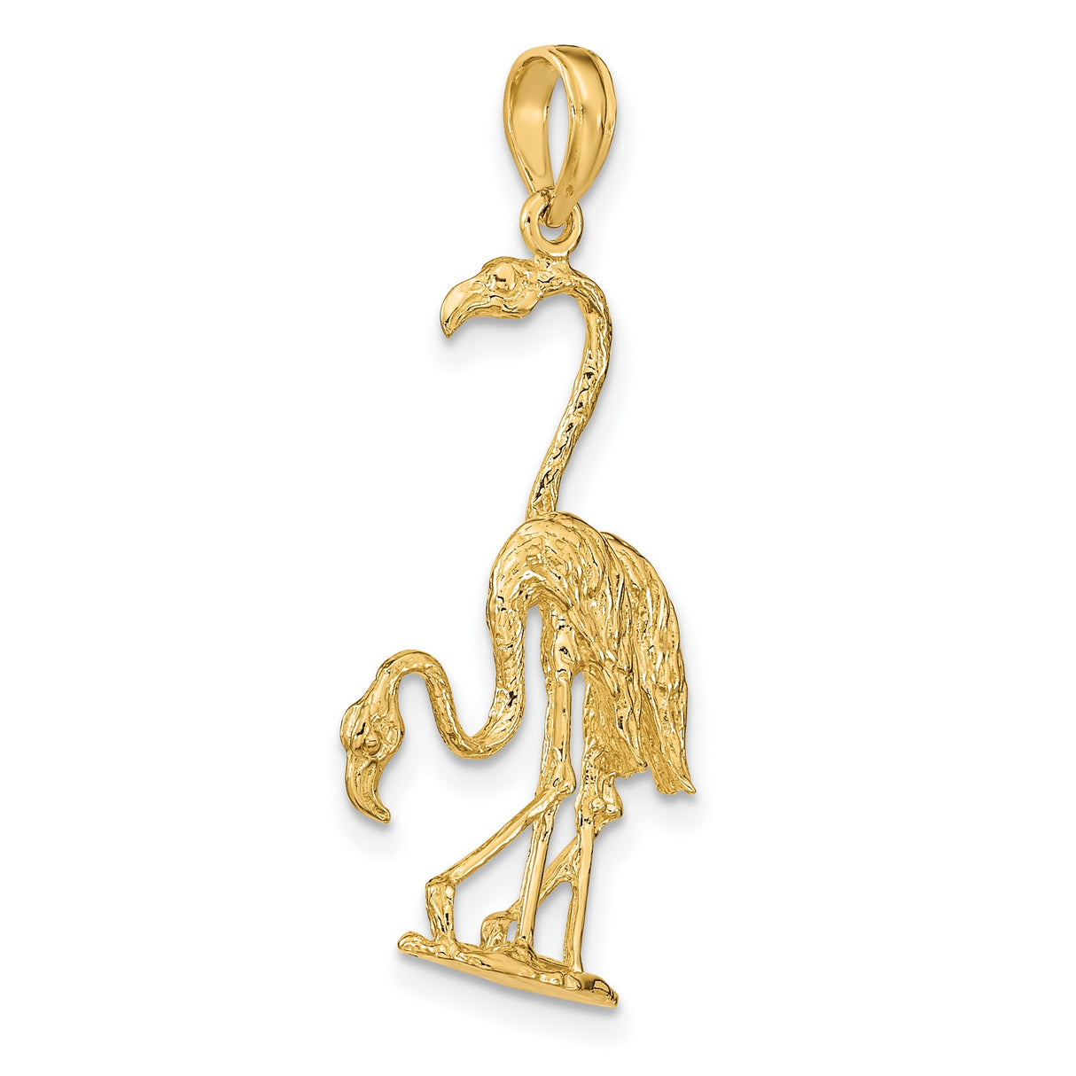 14k Yellow Gold Flamingo Pendant, Double Bird Design, Tropical Animal Charm for Women