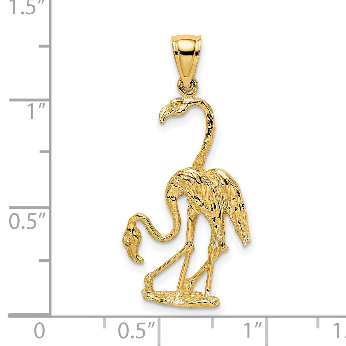 14k Yellow Gold Flamingo Pendant, Double Bird Design, Tropical Animal Charm for Women