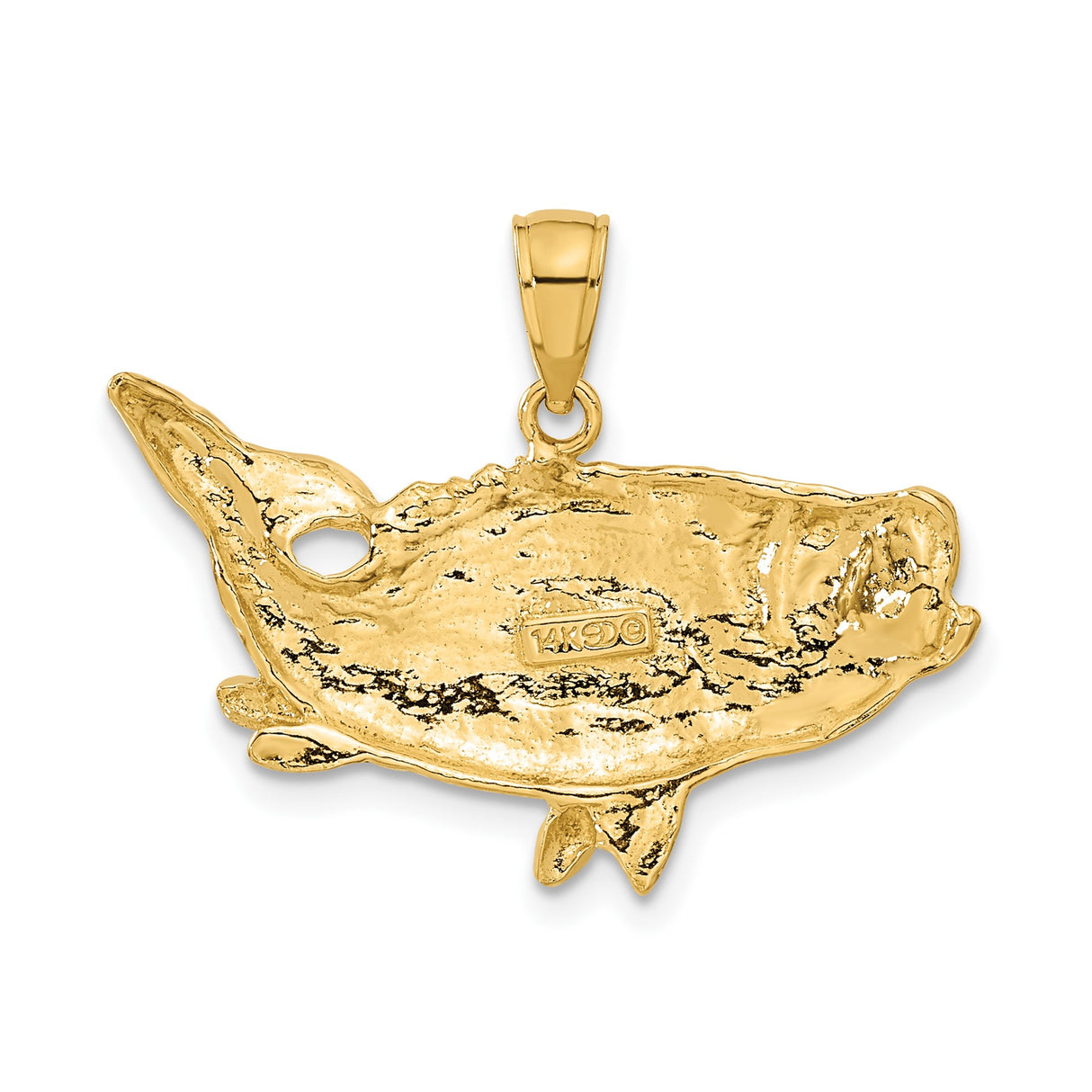 14k Yellow Gold Bass Fish Pendant with Detailed Largemouth Design, Nature and Angler Theme