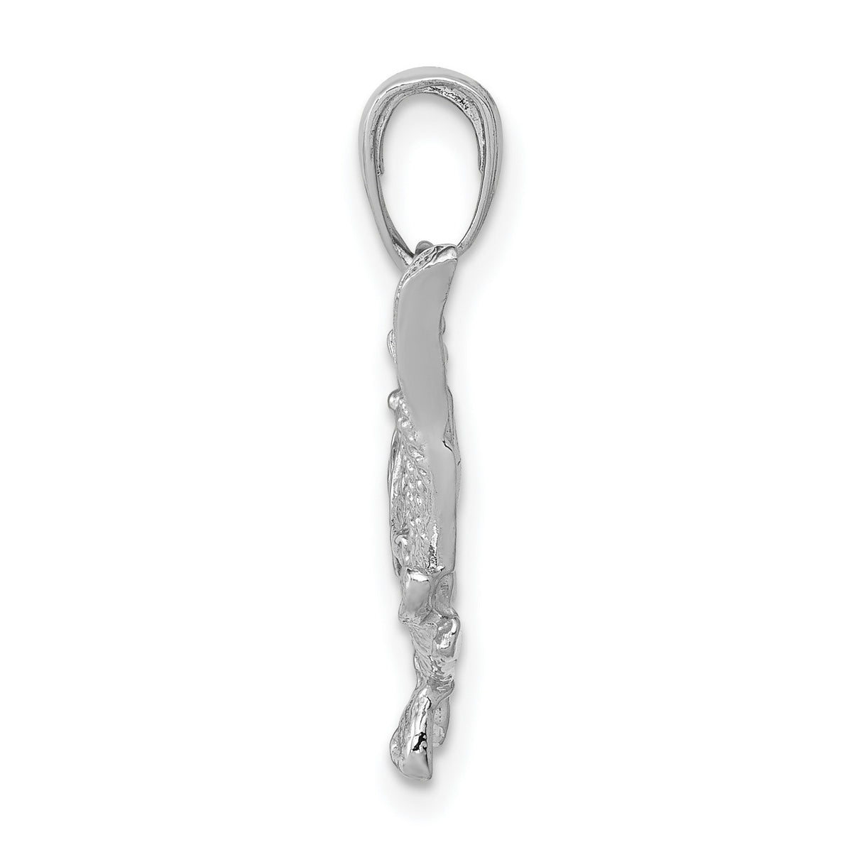 14k White Gold Fish Pendant with Realistic Open Mouth and Detailed Scales Design