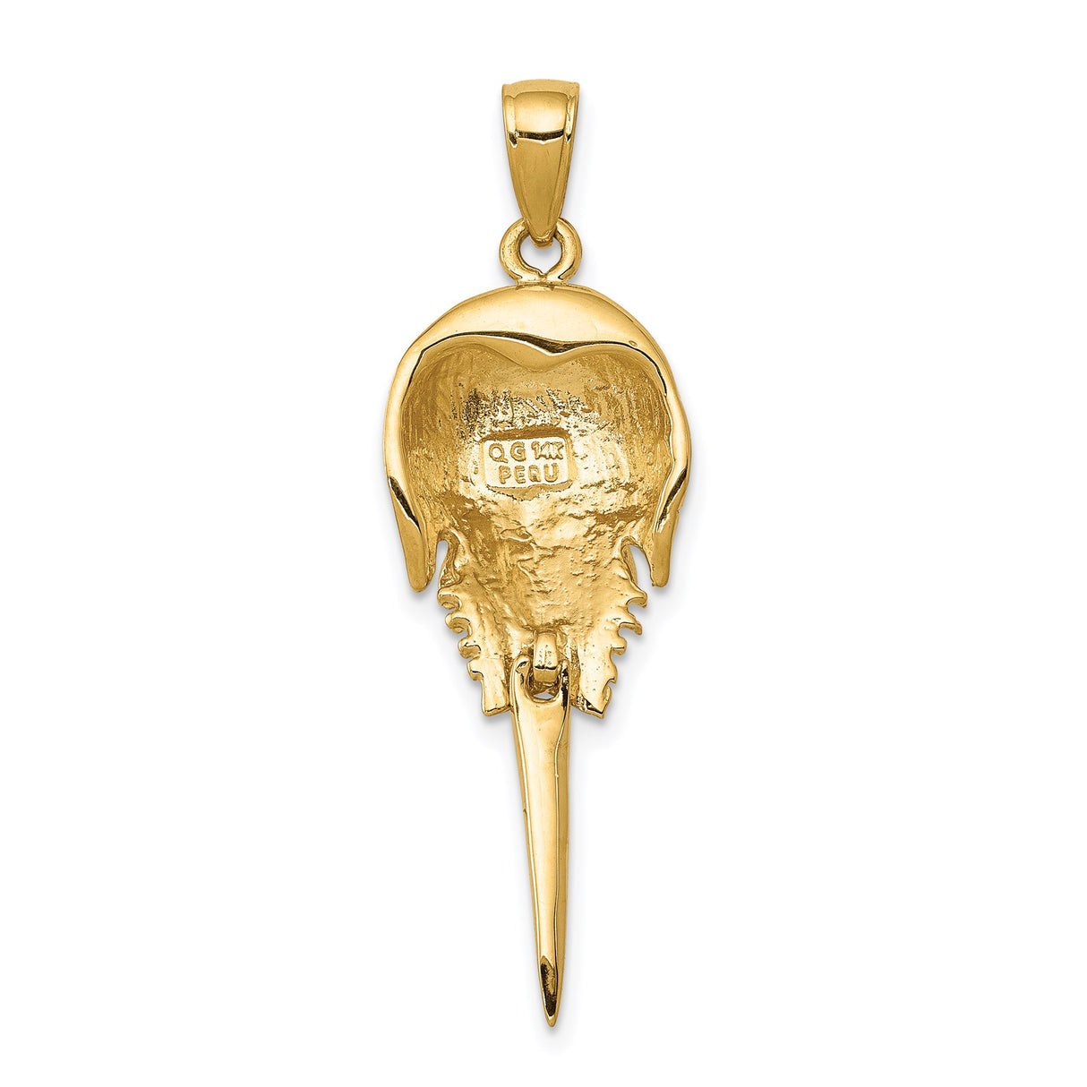 14k Yellow Gold Horseshoe Crab Pendant, High Polished Nautical Marine Life Charm, Unisex Jewelry