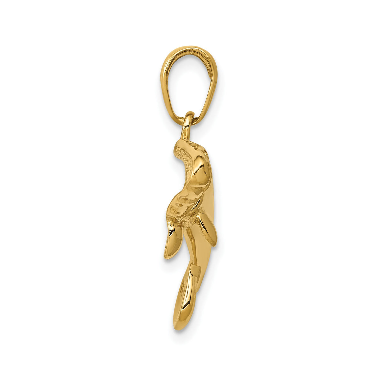 14k Yellow Gold Manatee Pendant, Detailed Sea Cow Nautical Charm Jewelry