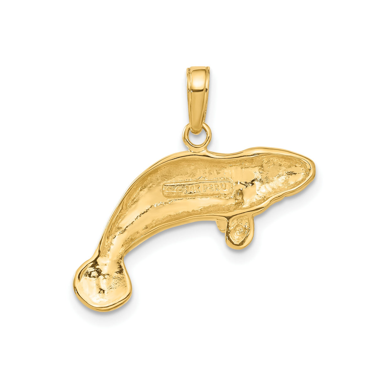14k Yellow Gold Manatee Pendant, Detailed Sea Cow Nautical Charm Jewelry
