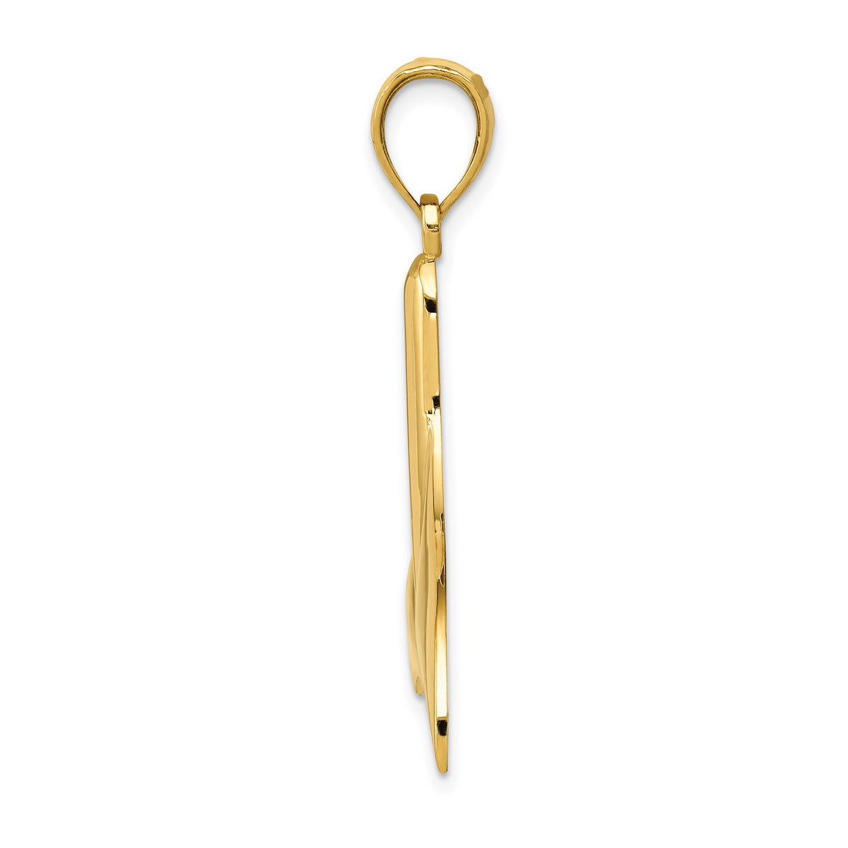 14k Yellow Gold Whale Tail Pendant, Polished Nautical Charm, Ocean-Inspired Minimalist Design