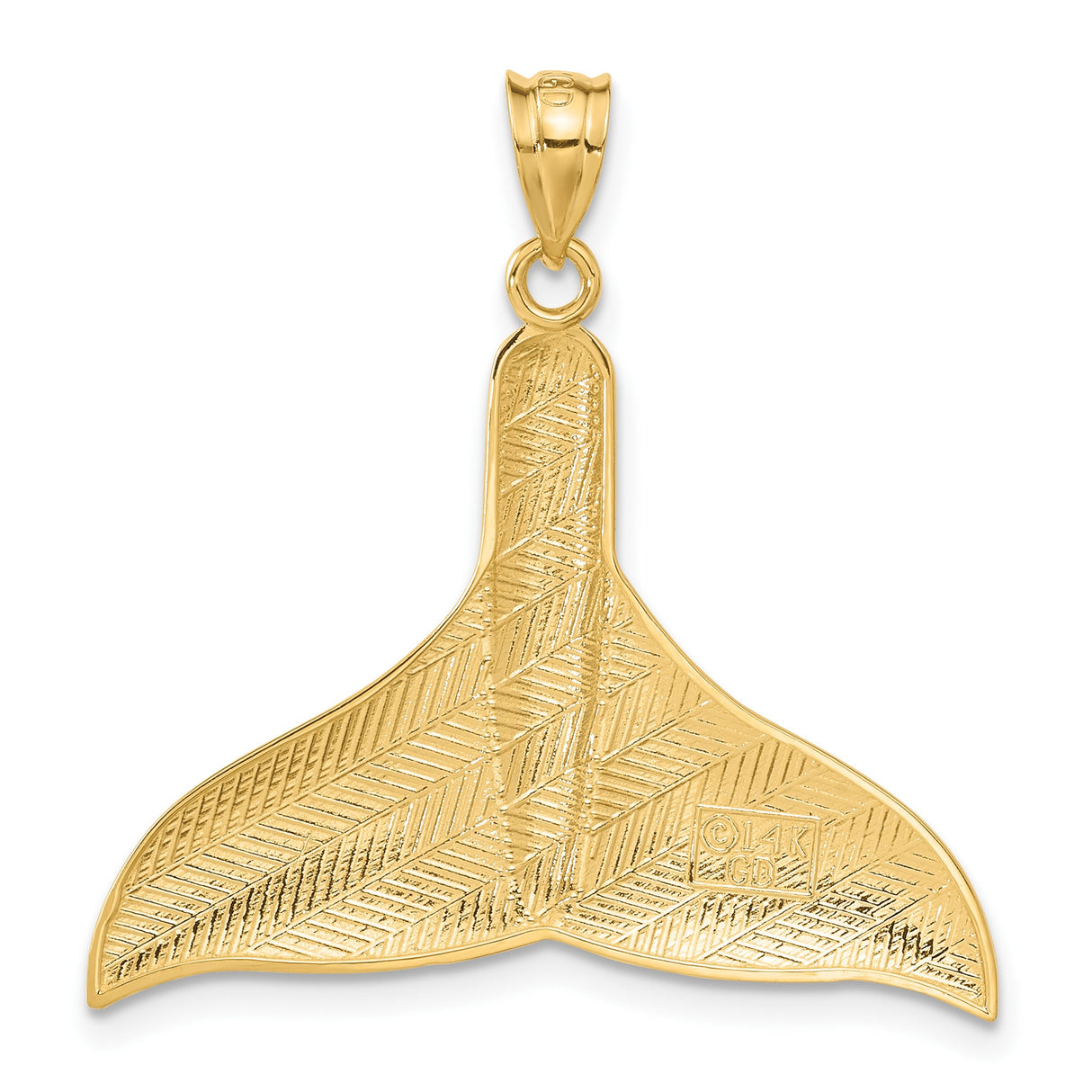 14k Yellow Gold Whale Tail Pendant, Polished Nautical Charm, Ocean-Inspired Minimalist Design