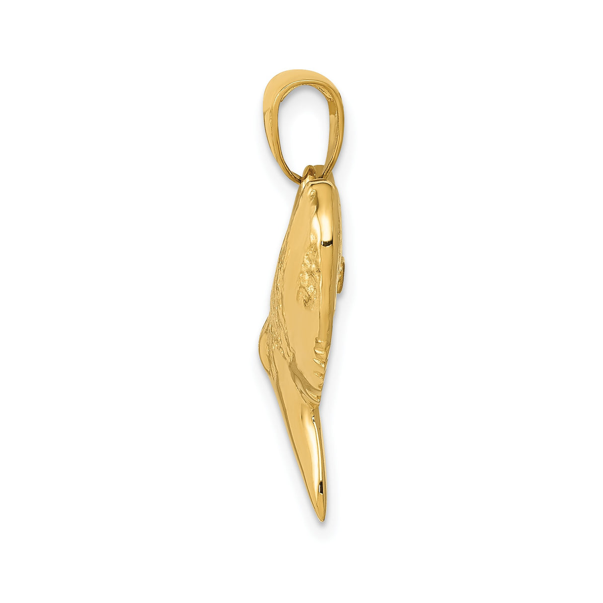14k Yellow Gold Shark Tooth Pendant, Textured Fossil Look, Nautical Marine Style for Men and Unisex