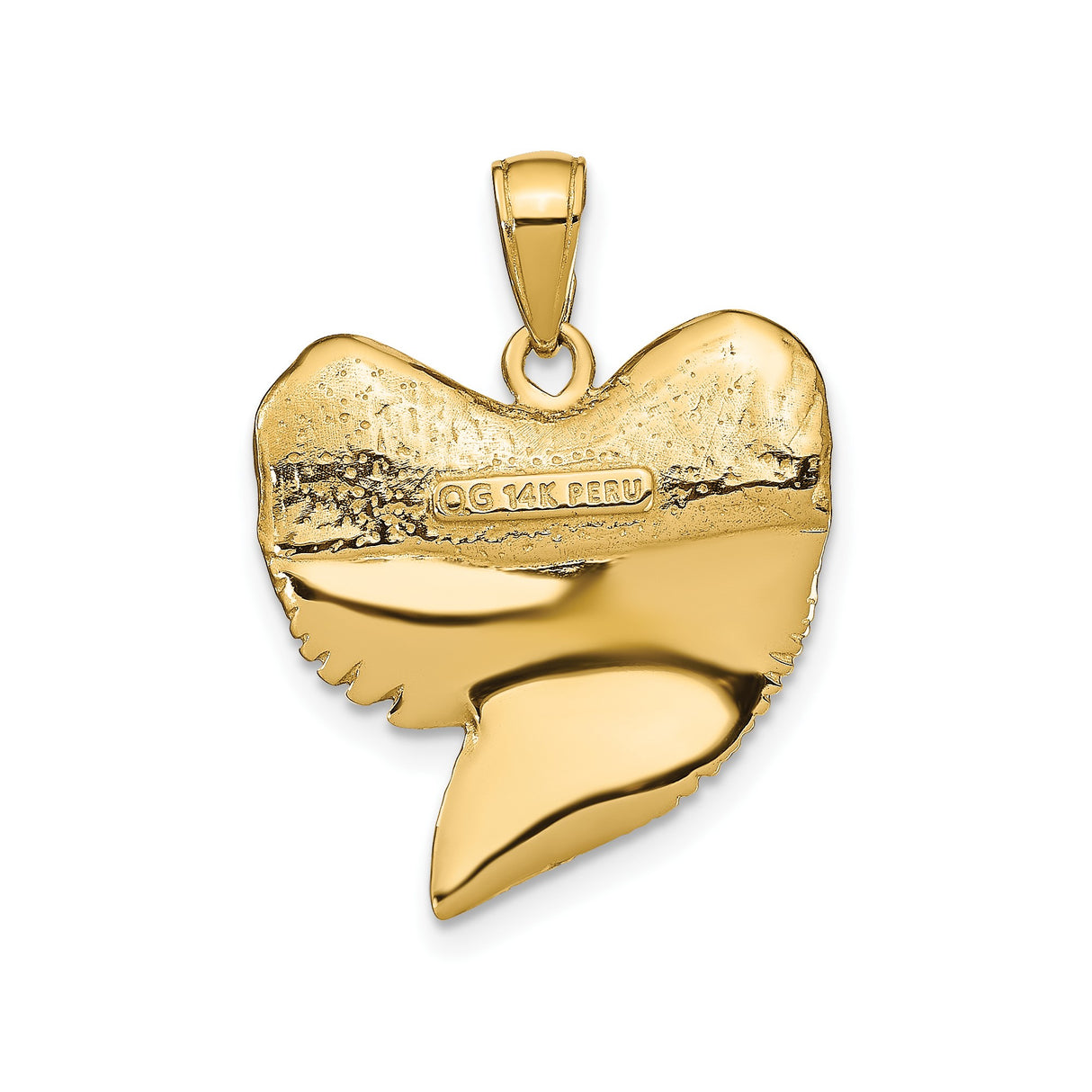 14k Yellow Gold Shark Tooth Pendant, Textured Fossil Look, Nautical Marine Style for Men and Unisex