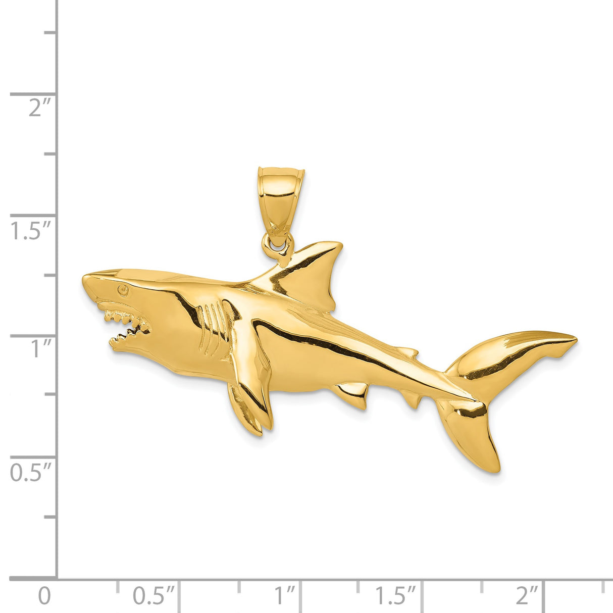 14k Yellow Gold Shark Pendant, Great White Design, Nautical Marine Animal Jewelry for Men or Unisex