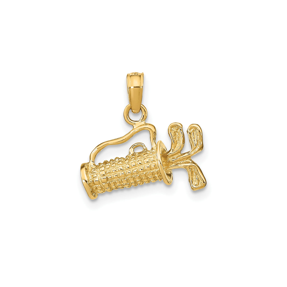 14k Yellow Gold Trumpet Pendant, Solid Horn Charm with Musical Instrument Motif for Men or Women