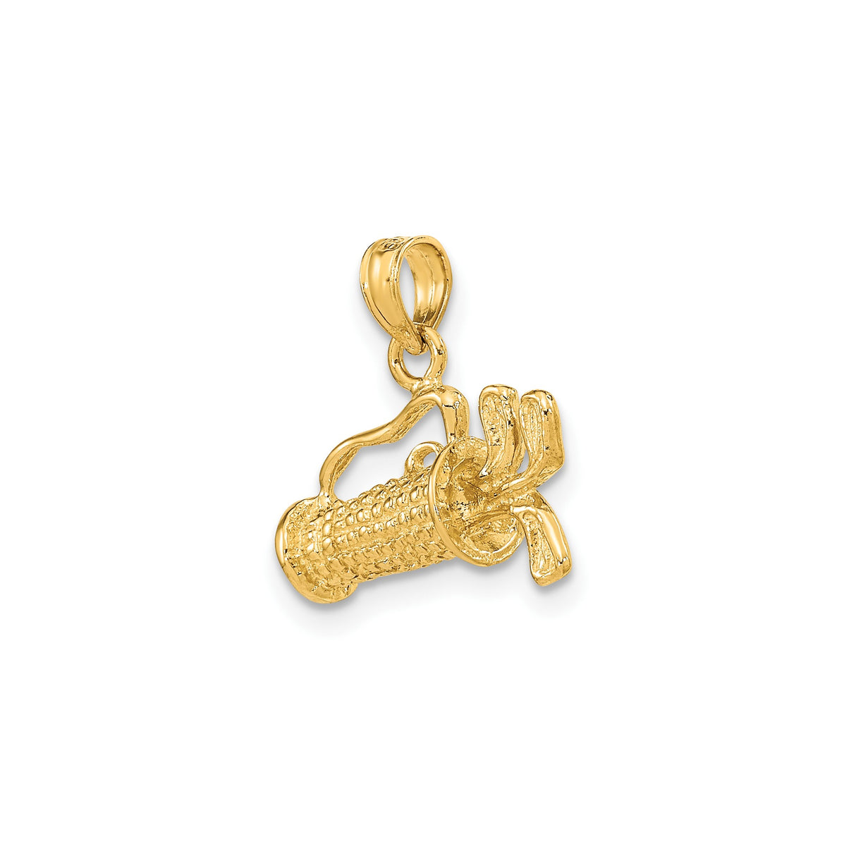 14k Yellow Gold Trumpet Pendant, Solid Horn Charm with Musical Instrument Motif for Men or Women