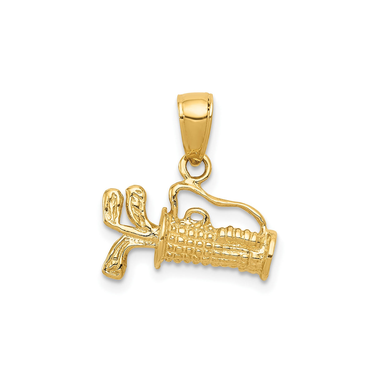 14k Yellow Gold Trumpet Pendant, Solid Horn Charm with Musical Instrument Motif for Men or Women