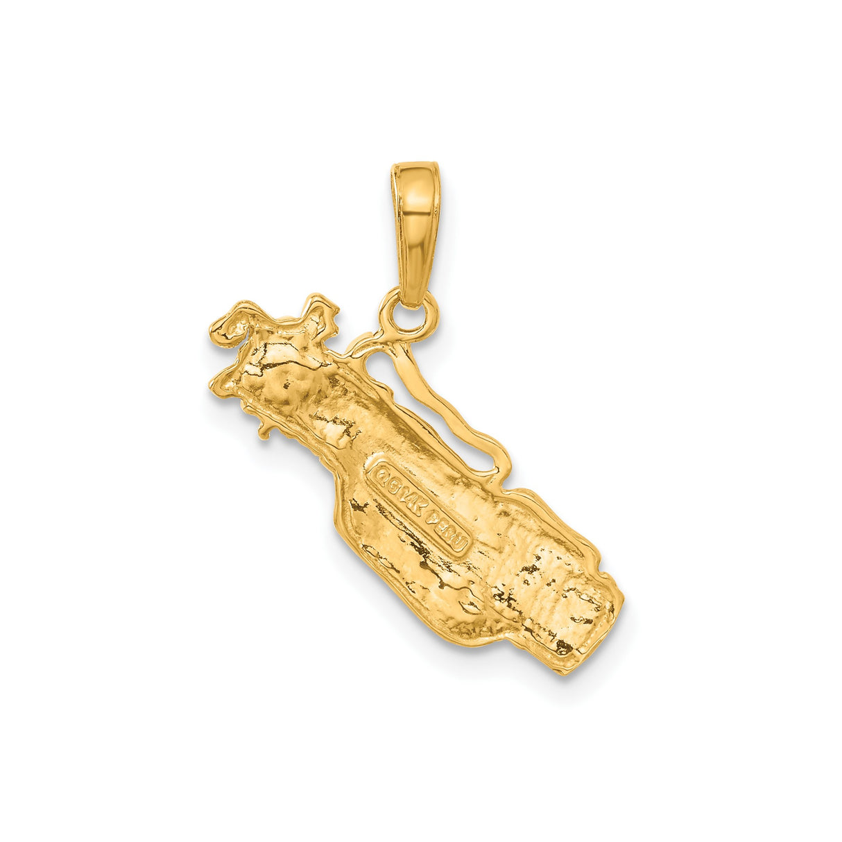 14k Yellow Gold Golf Bag Pendant with Clubs, Sports Charm for Men or Unisex Wear