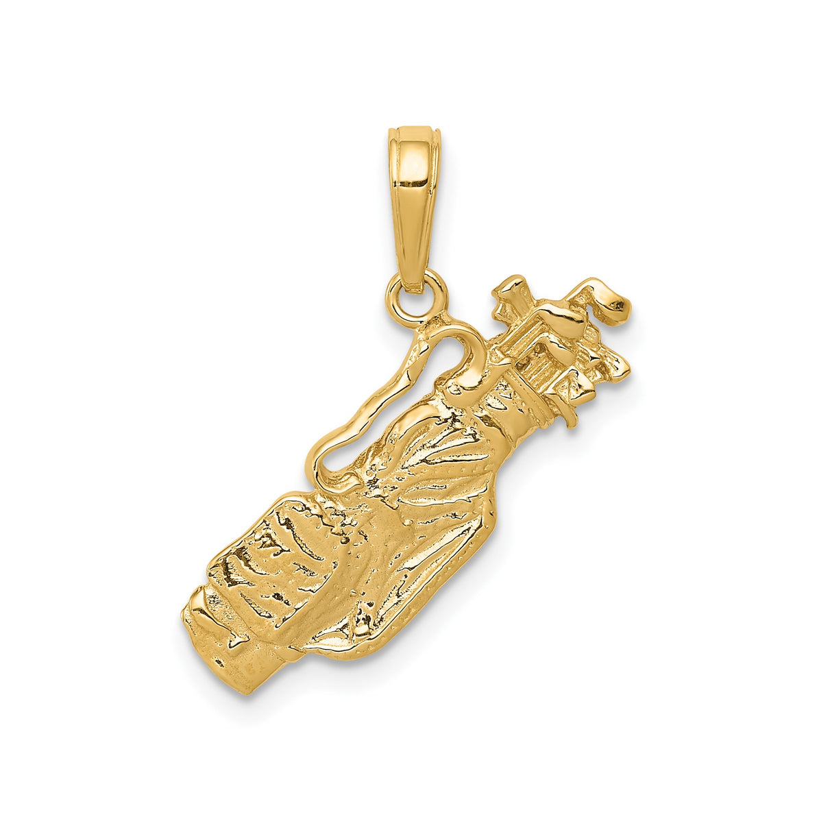 14k Yellow Gold Golf Bag Pendant with Clubs, Sports Charm for Men or Unisex Wear