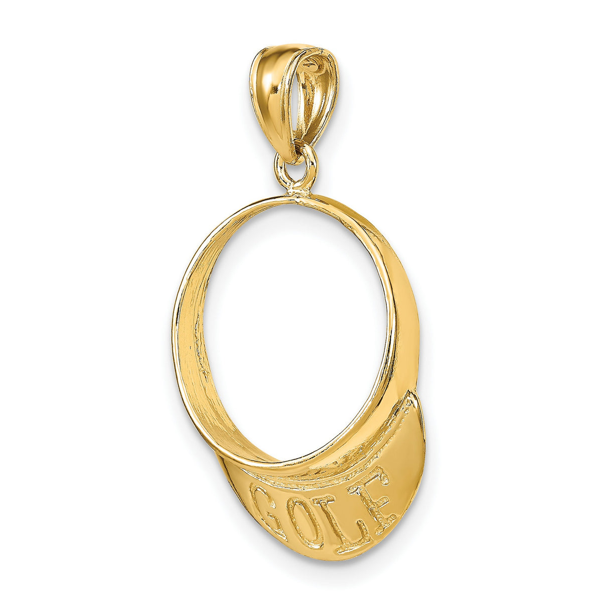 14k Yellow Gold Golf Visor Pendant, Solid Sports Charm with Golf Engraving for Men or Women