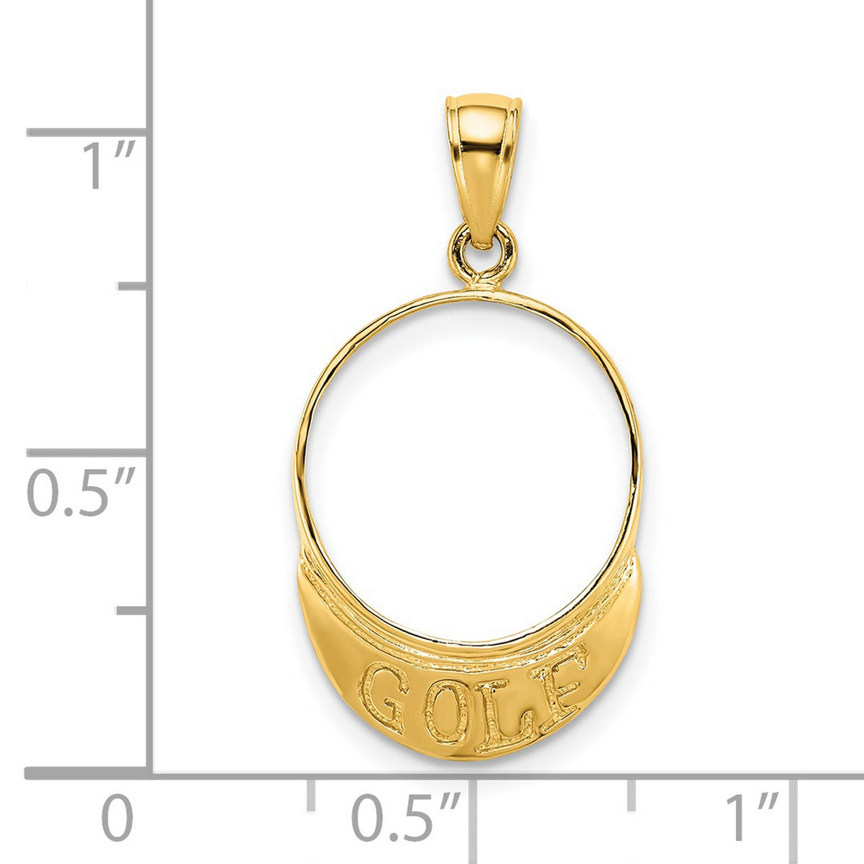 14k Yellow Gold Golf Visor Pendant, Solid Sports Charm with Golf Engraving for Men or Women