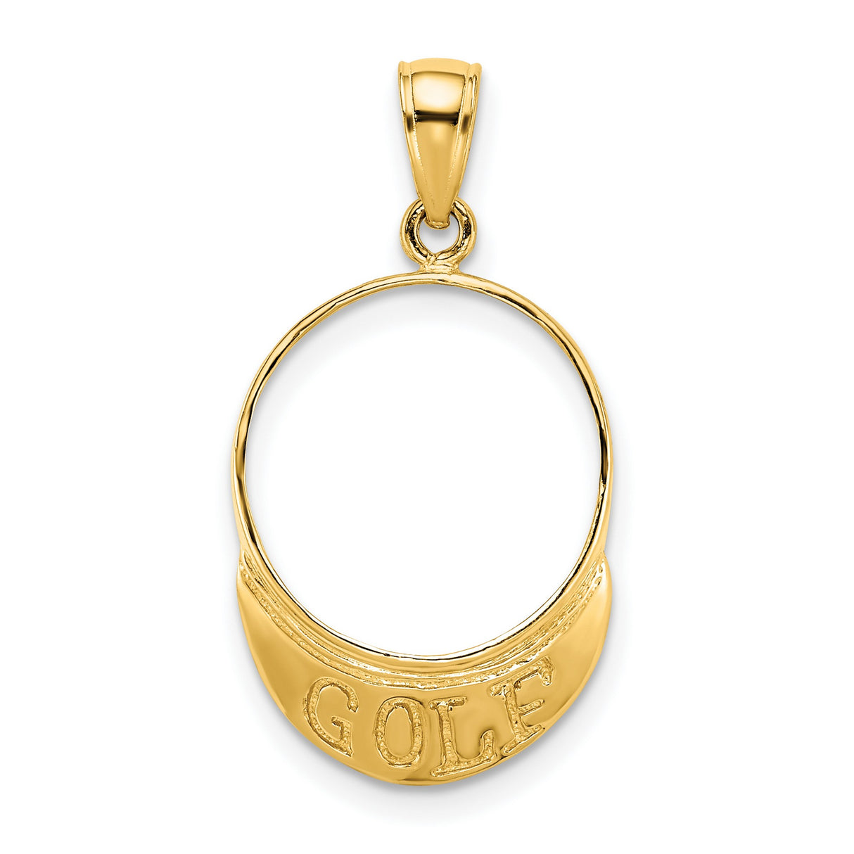 14k Yellow Gold Golf Visor Pendant, Solid Sports Charm with Golf Engraving for Men or Women