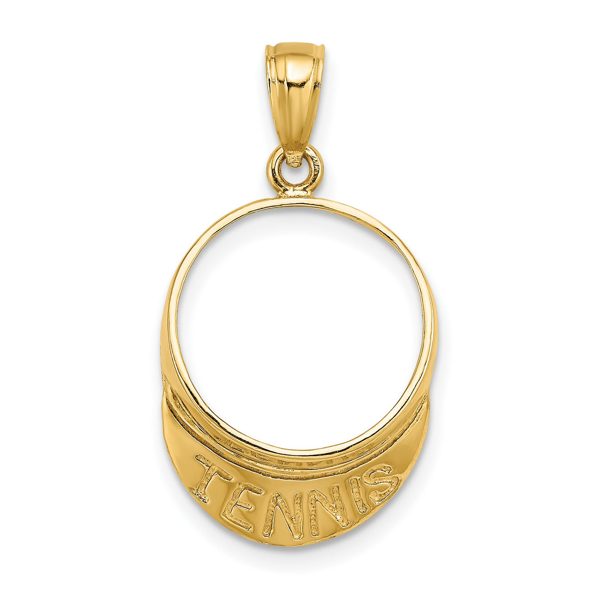 14k Yellow Gold Tennis Visor Pendant, Sporty Word Charm for Women or Unisex