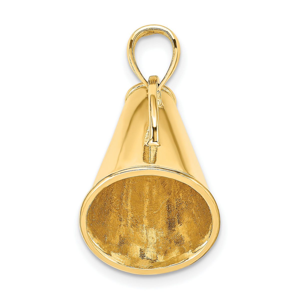 14k Yellow Gold Megaphone Pendant with Polished Finish and Detailed Handle for Cheerleaders