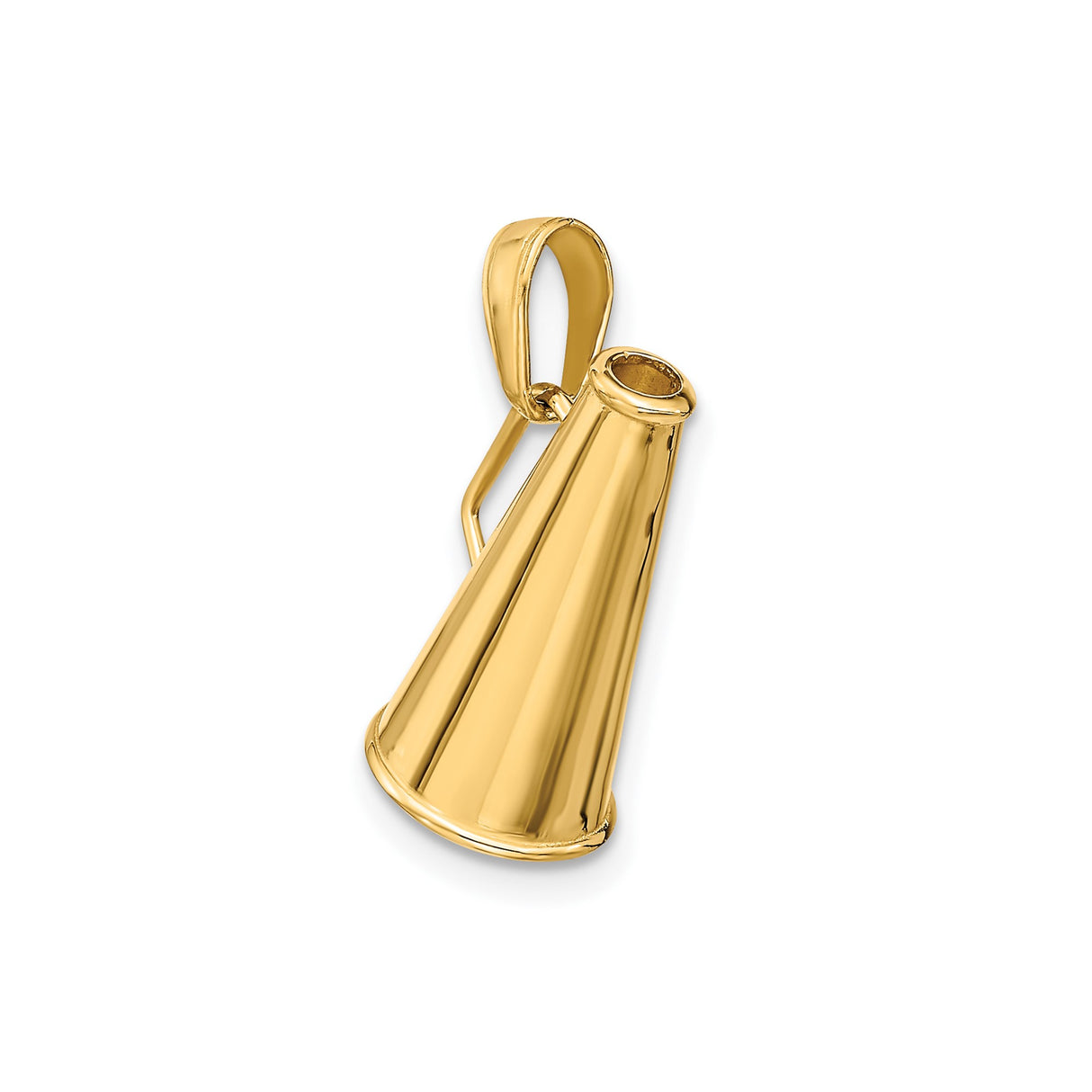 14k Yellow Gold Megaphone Pendant Charm, Polished Cheer Symbol, Unisex or Womens Jewelry