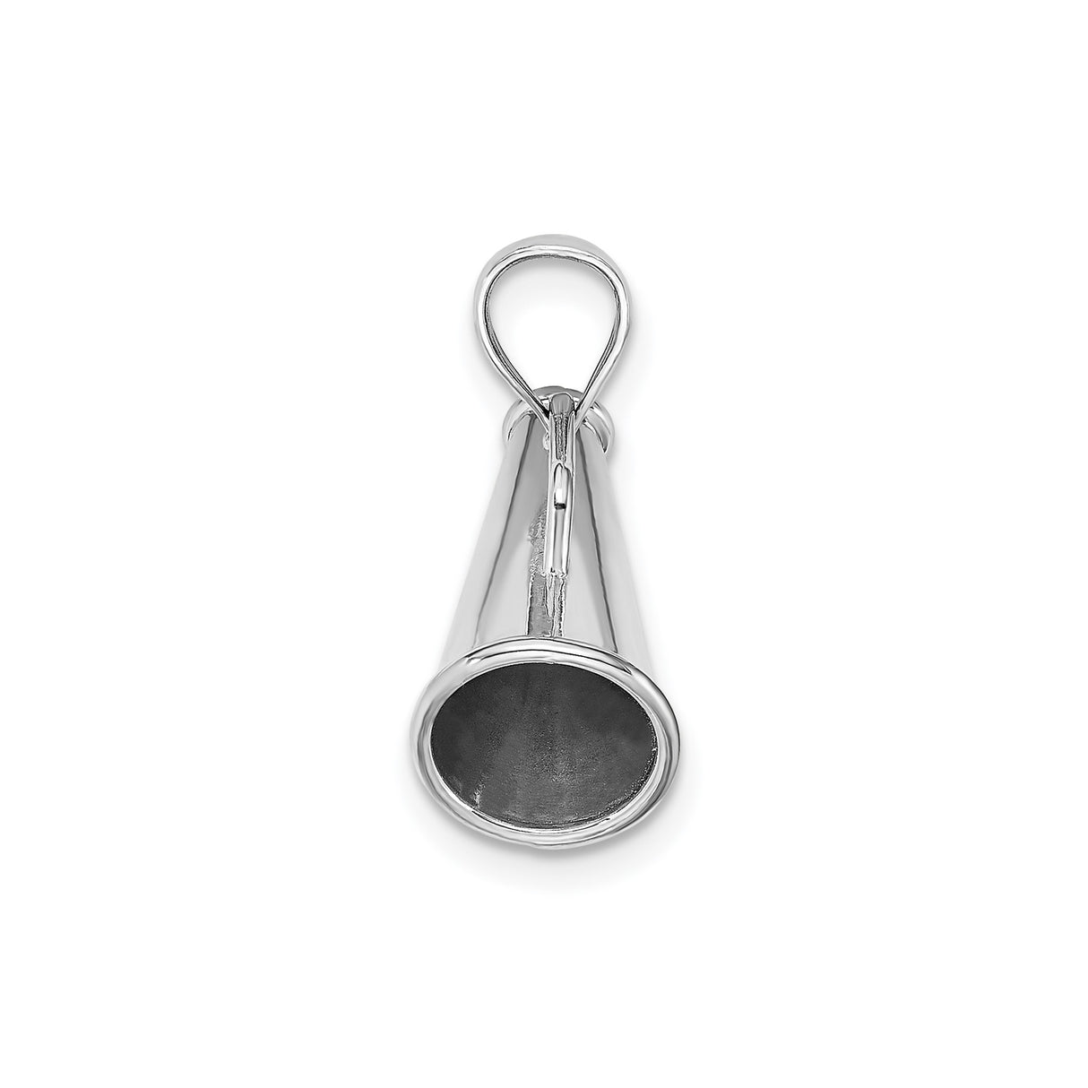 14k White Gold Megaphone Pendant, Polished 3D Cheerleading Charm for Women and Men