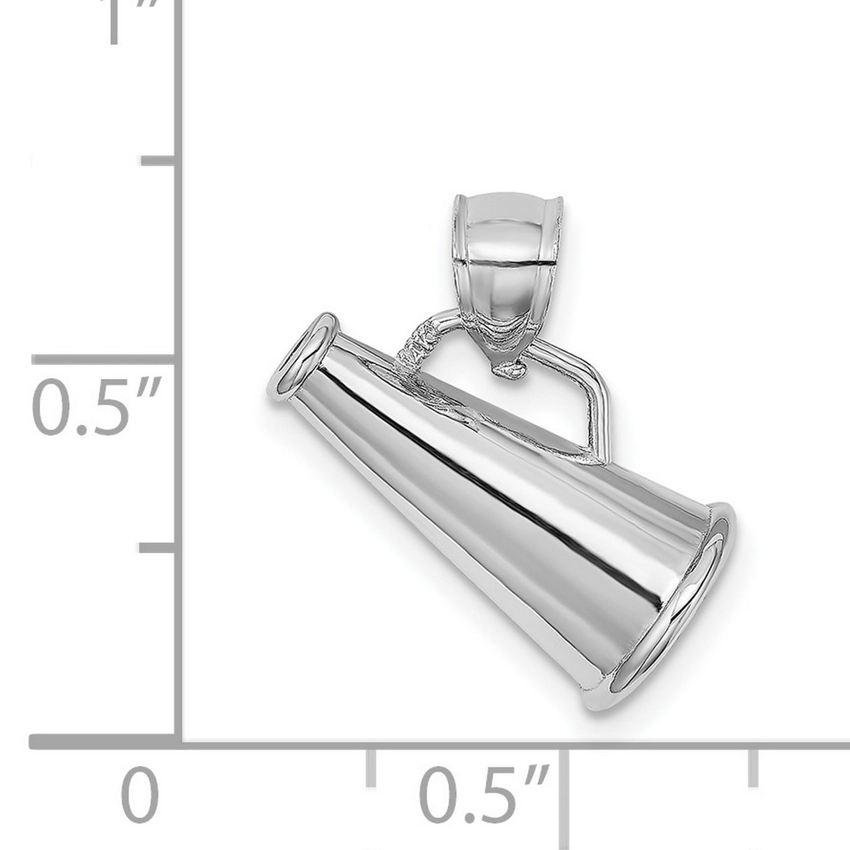 14k White Gold Megaphone Pendant, Cheerleading Charm, Sports Fan Jewelry for Women or Unisex Wear