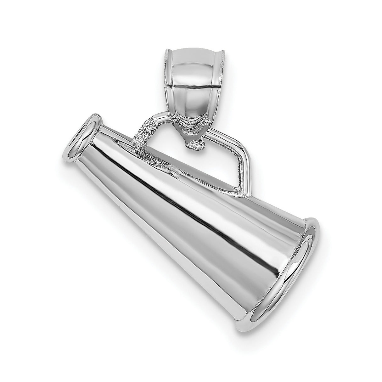 14k White Gold Megaphone Pendant, Cheerleading Charm, Sports Fan Jewelry for Women or Unisex Wear