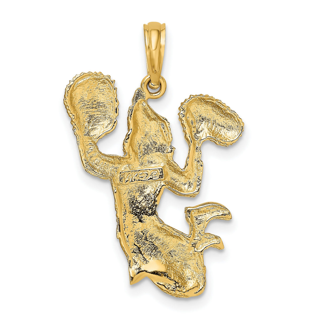 14k Yellow Gold Cheerleader Pendant with Pom-Poms in Mid-Jump , Sports Charm for Women or Teens