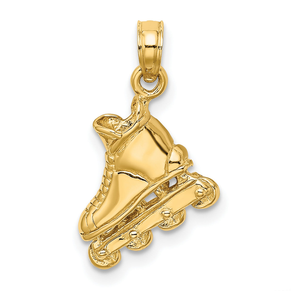 14k Yellow Gold Rollerblade Charm Pendant, 3D Inline Skate Design, Sporty Skating Jewelry
