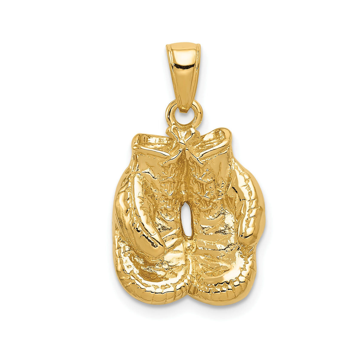 14k Yellow Gold Boxing Gloves Pendant, Solid Sports Charm Symbolizing Strength and Perseverance