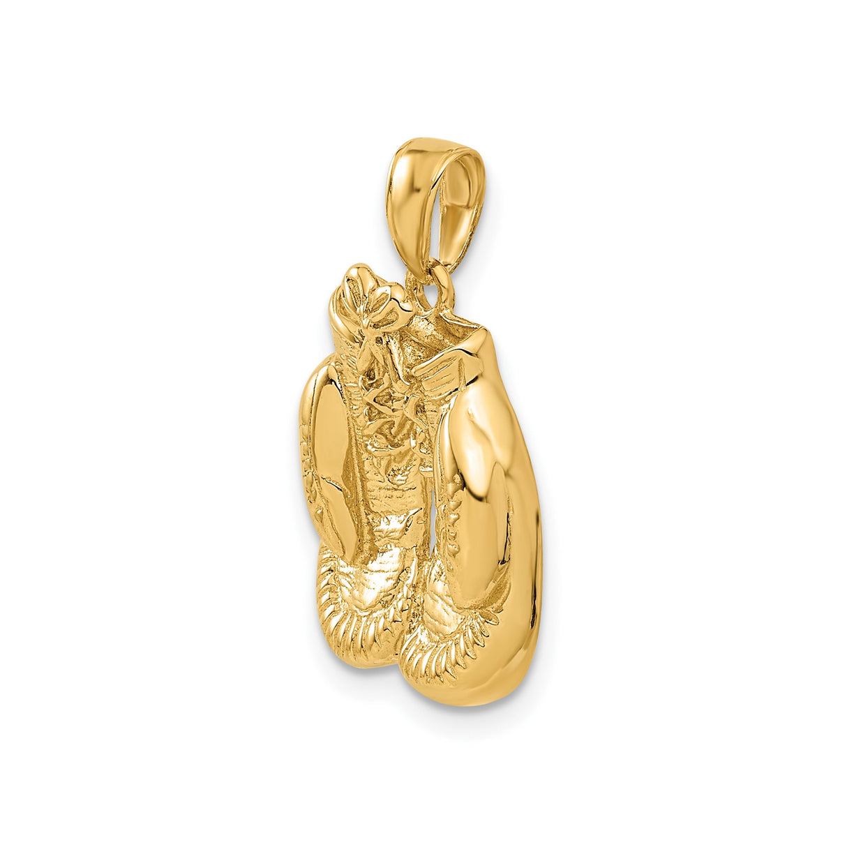 14k Yellow Gold Boxing Gloves Pendant, Lace-Up Combat Charm for Men or Unisex