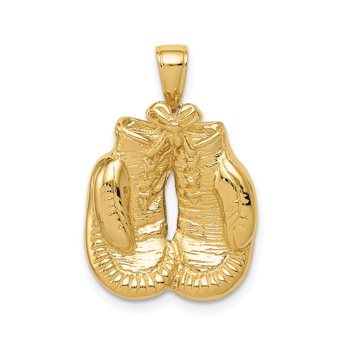 14k Yellow Gold Boxing Gloves Pendant, Lace-Up Combat Charm for Men or Unisex