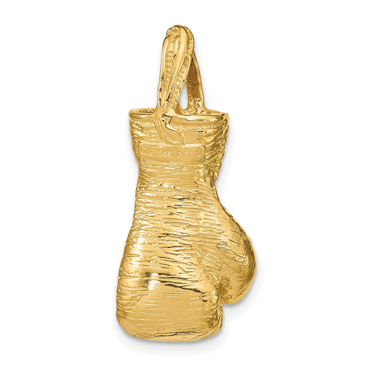 14k Yellow Gold Boxing Glove Pendant with Lace Stitch Detail, Symbolic Sports Jewelry for Men