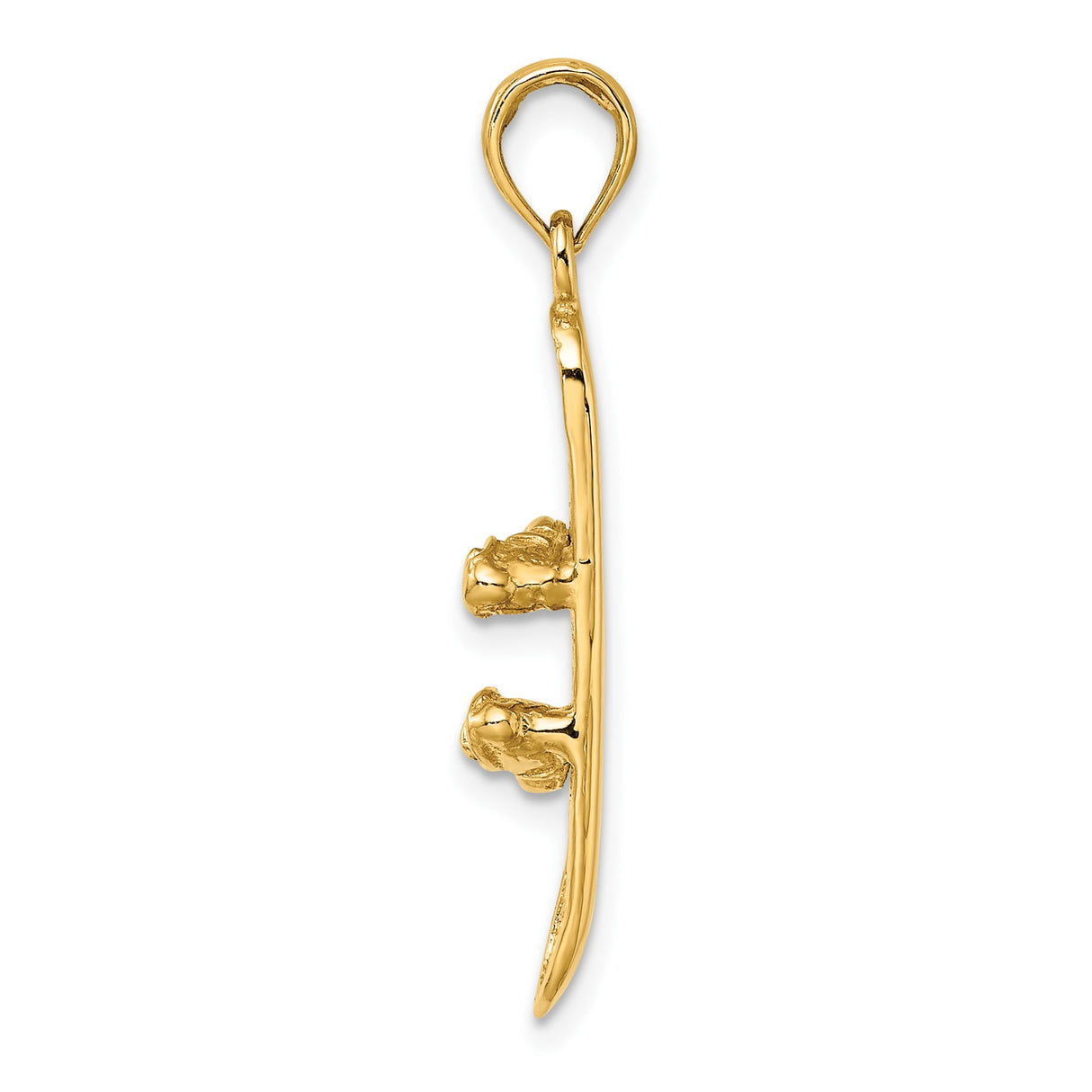 14k Yellow Gold Snowboard Pendant with Binding and Boot Details, Unisex Winter Sports Charm