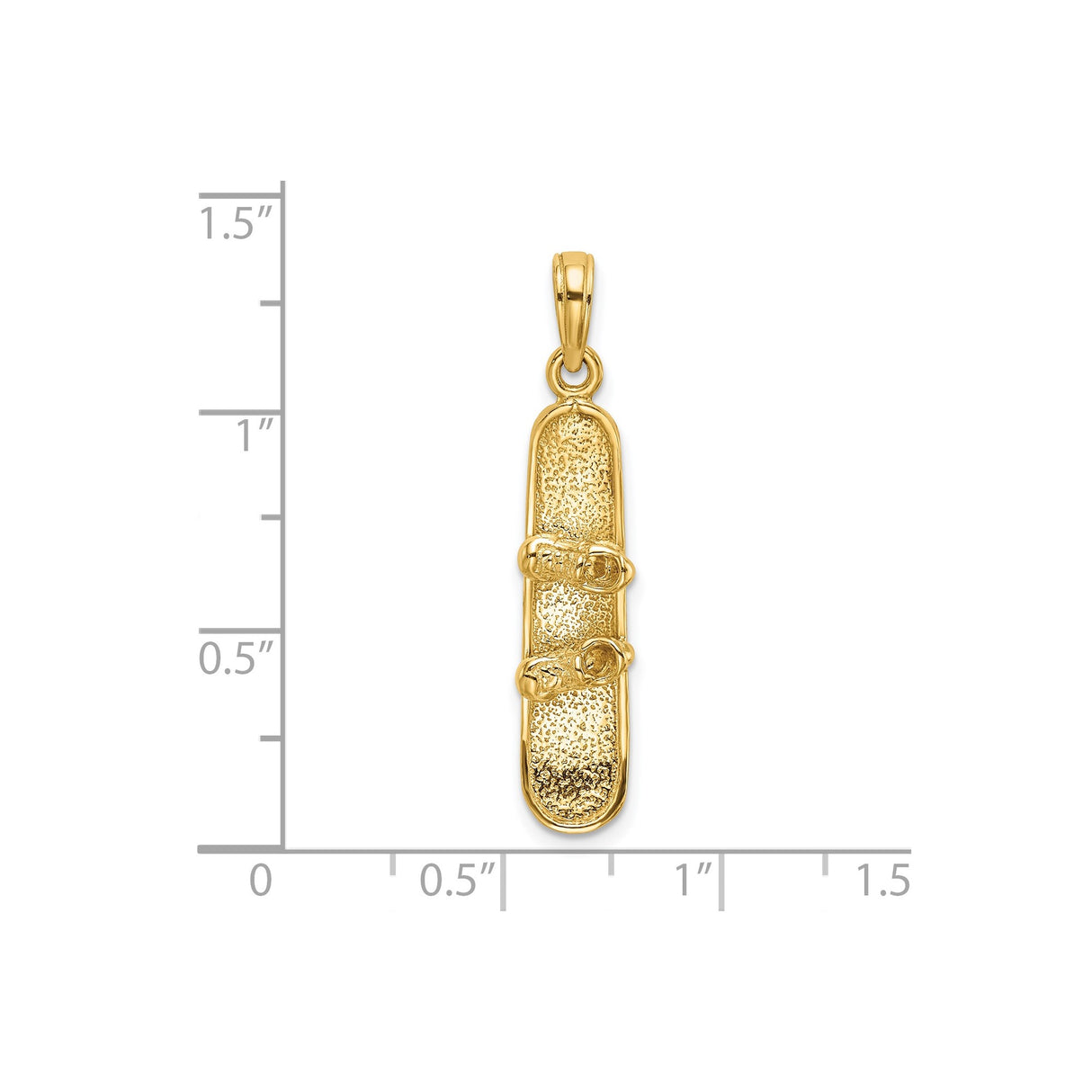 14k Yellow Gold Snowboard Pendant with Binding and Boot Details, Unisex Winter Sports Charm