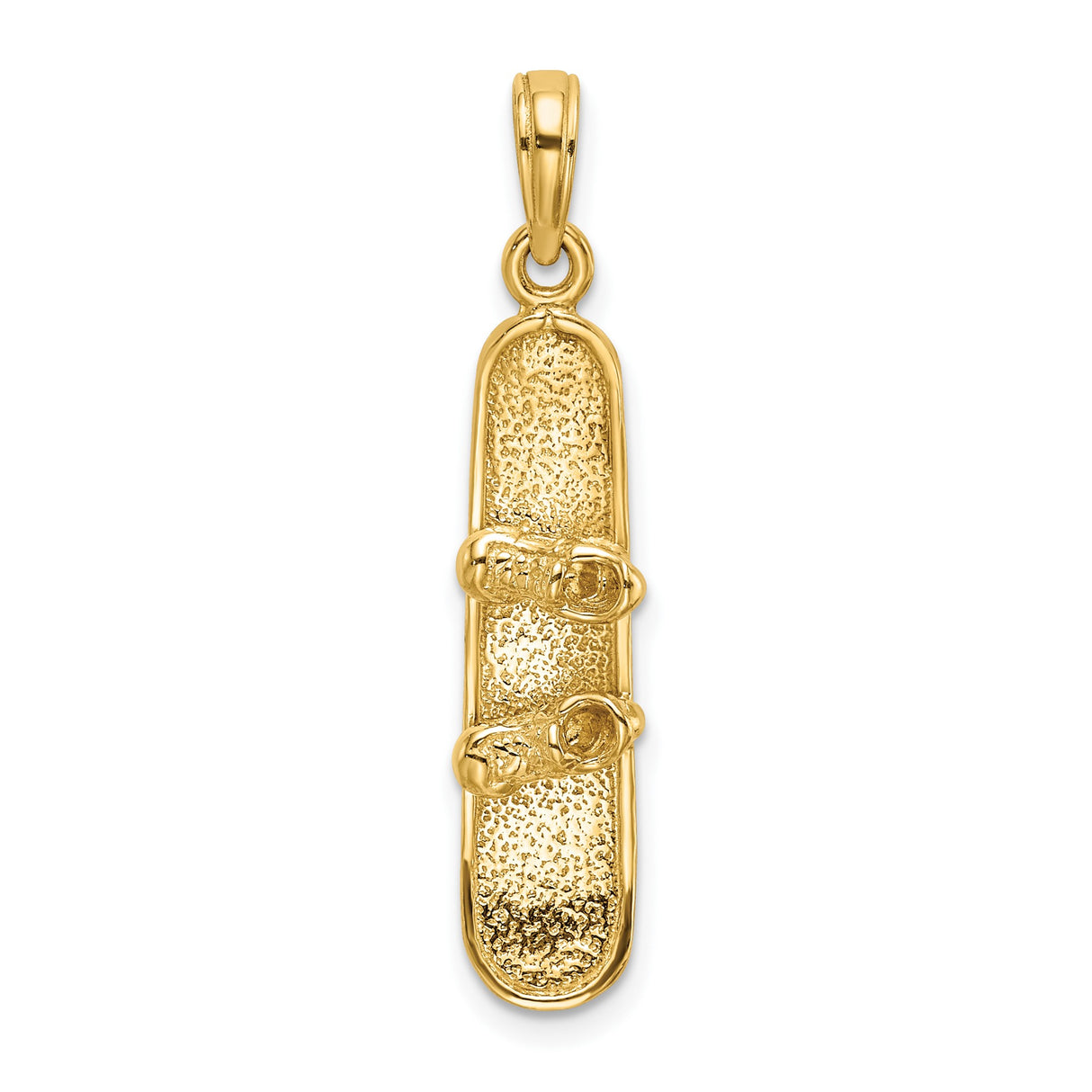 14k Yellow Gold Snowboard Pendant with Binding and Boot Details, Unisex Winter Sports Charm