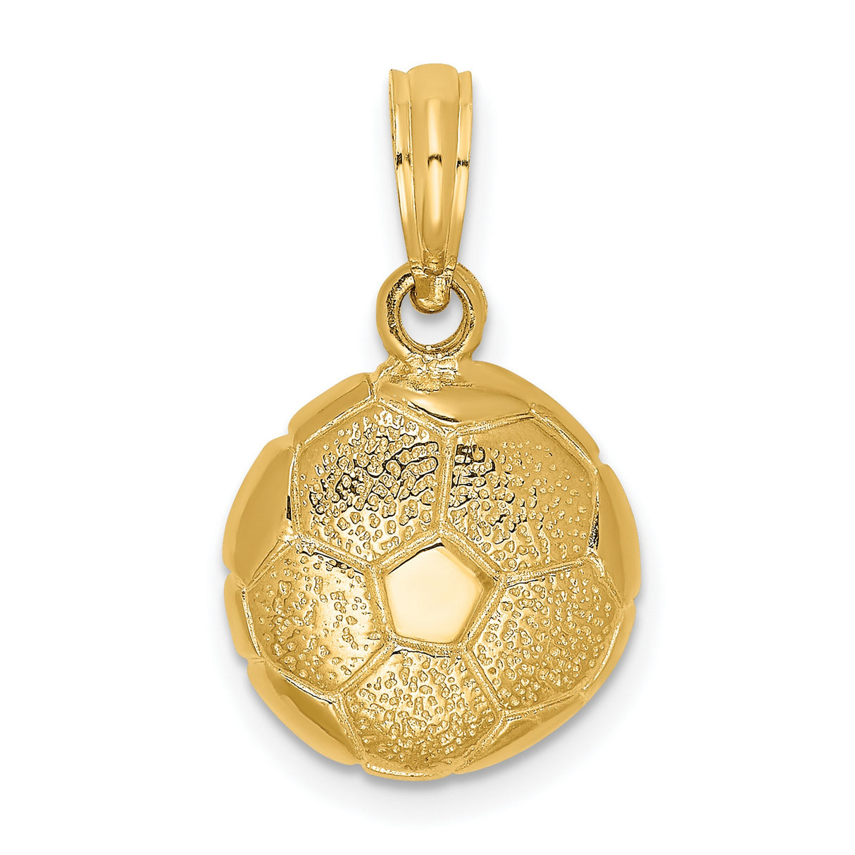 14k Yellow Gold Soccer Ball Pendant, Textured Sports Charm for Fans or Athletes
