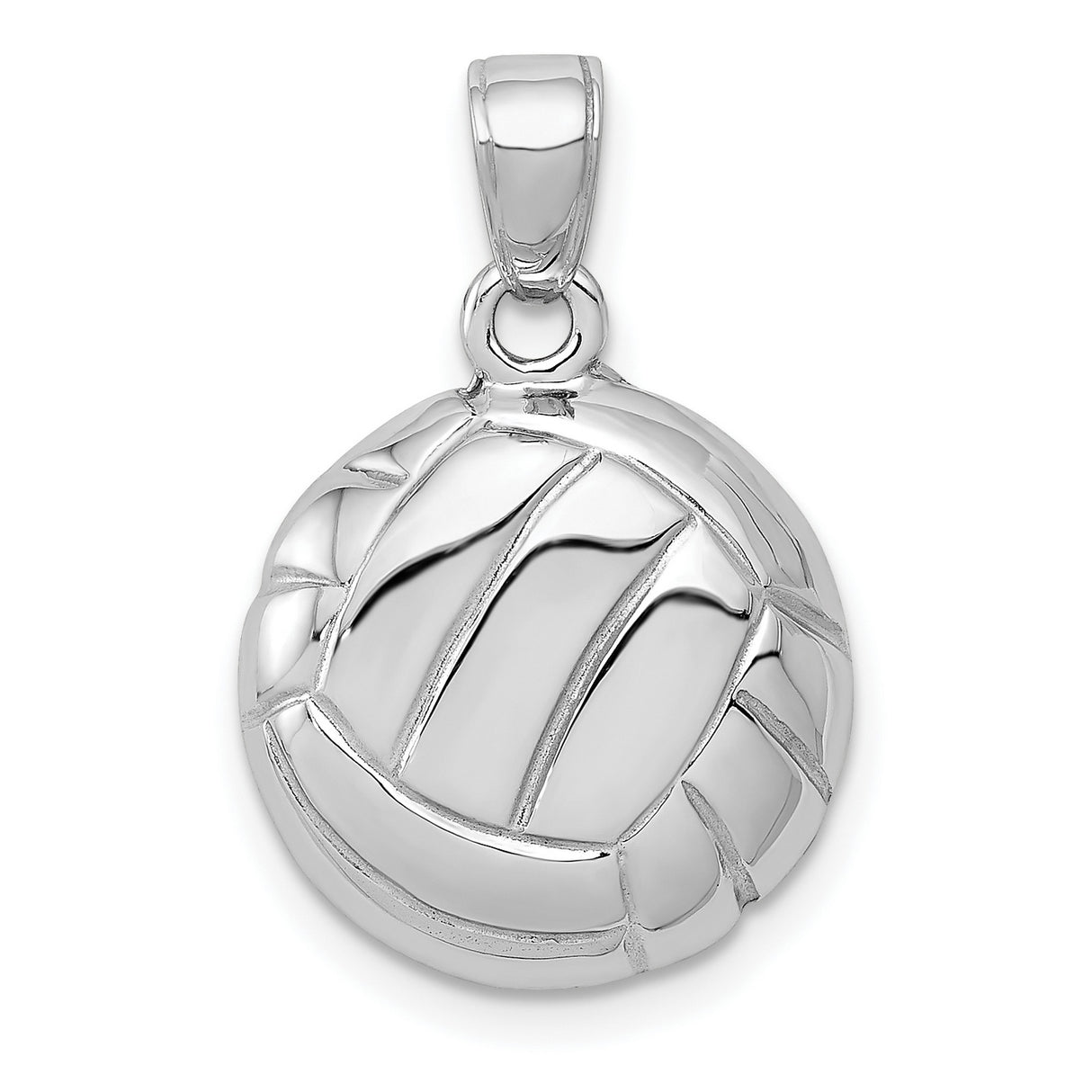 14k White Gold Volleyball Pendant, Sports Charm Symbolizing Teamwork and Passion, Unisex Jewelry