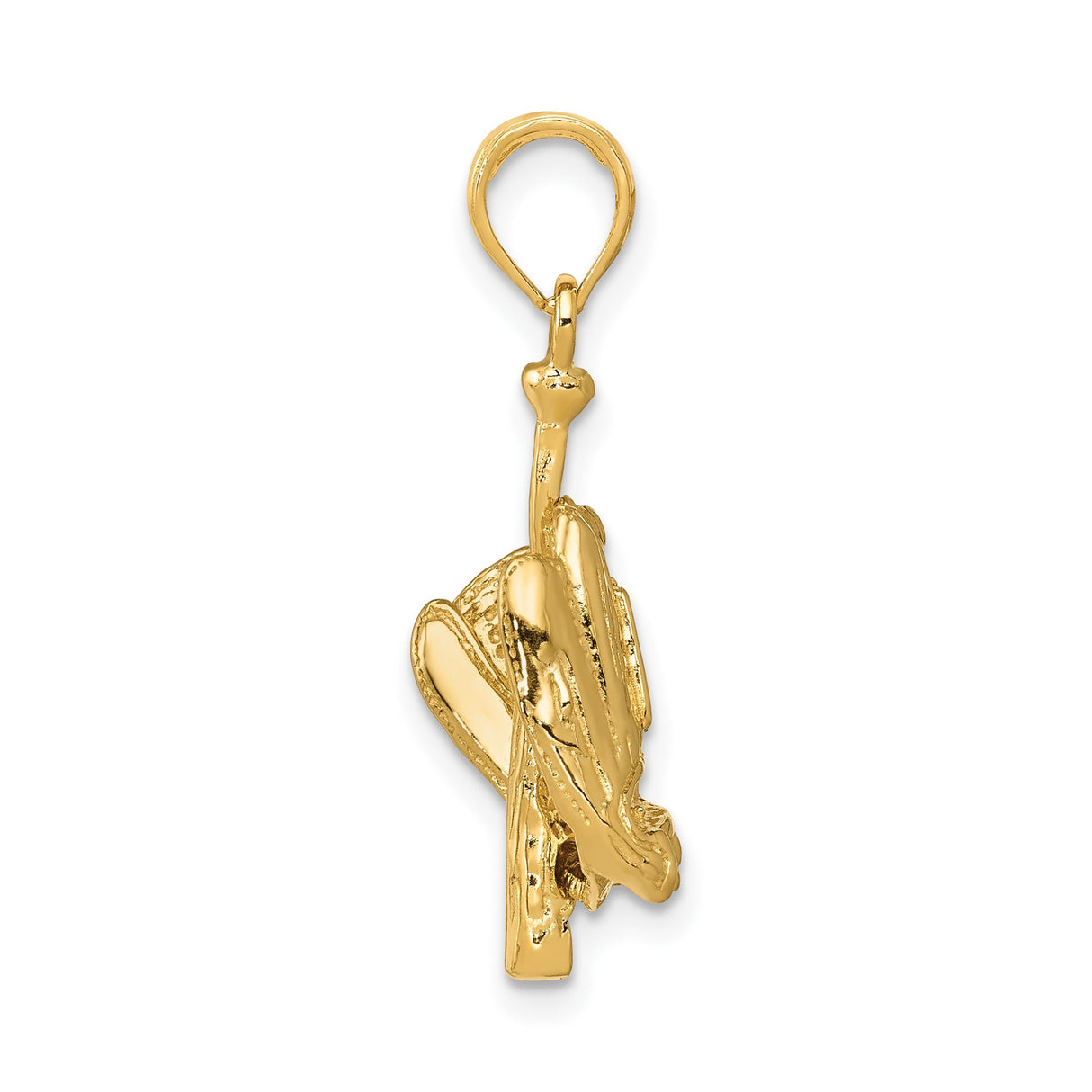14k Yellow Gold Baseball Pendant with Glove, Bat, and Ball Design, Sports Jewelry for Fans and Athletes