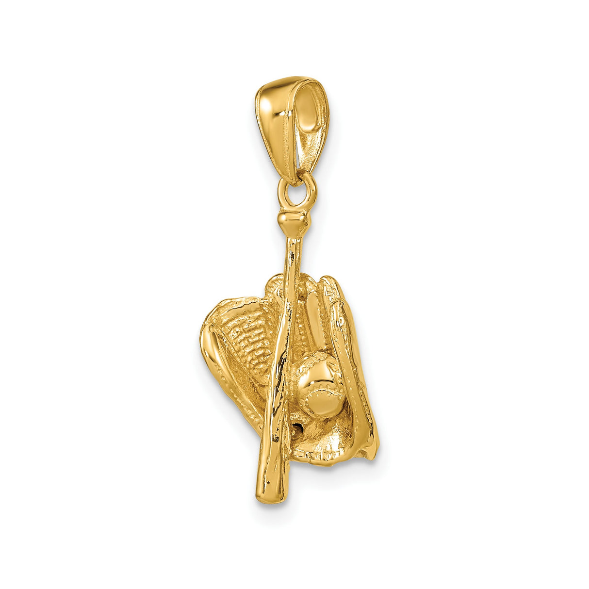 14k Yellow Gold Baseball Pendant with Glove, Bat, and Ball Design, Sports Jewelry for Fans and Athletes