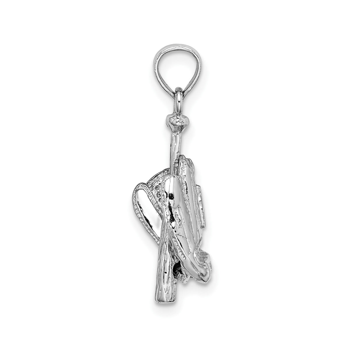 14k White Gold Baseball Pendant with Glove, Bat, and Ball Design, Sports Charm for Men or Women