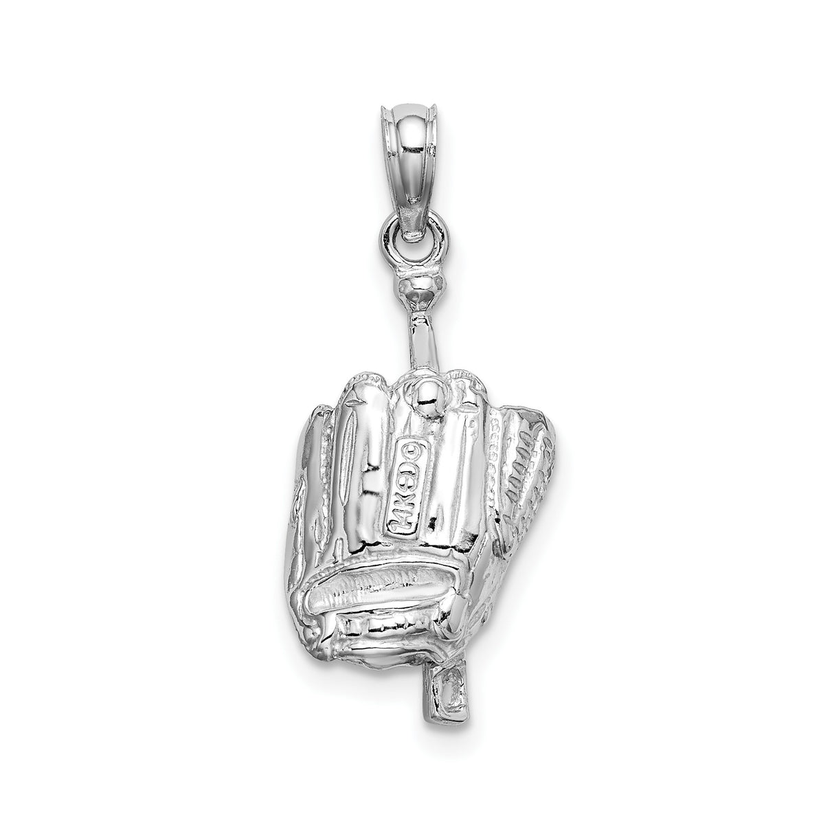 14k White Gold Baseball Pendant with Glove, Bat, and Ball Design, Sports Charm for Men or Women