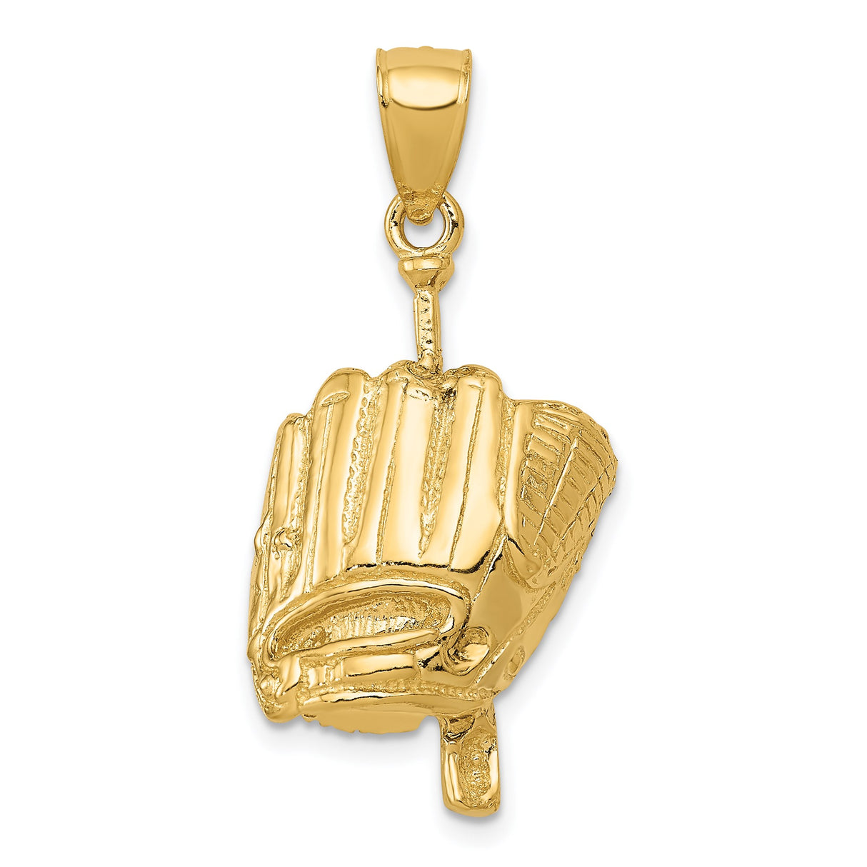 14k Yellow Gold Baseball Glove Bat and Ball Pendant, Unisex Sports Charm