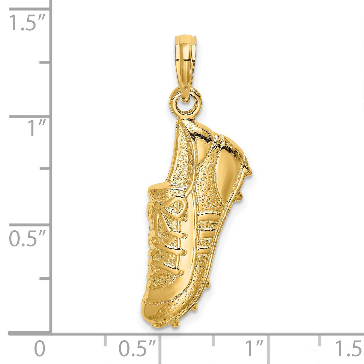 14k Yellow Gold Soccer Cleat Pendant, Athletic Shoe Charm, Sports Jewelry for Men or Unisex Wear