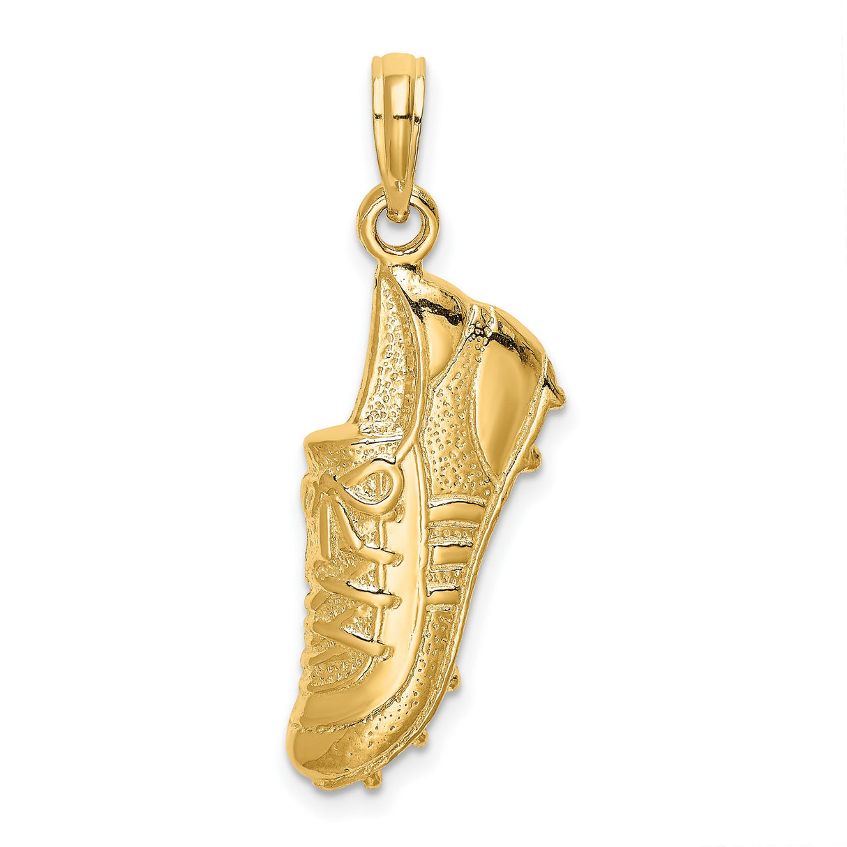 14k Yellow Gold Soccer Cleat Pendant, Athletic Shoe Charm, Sports Jewelry for Men or Unisex Wear