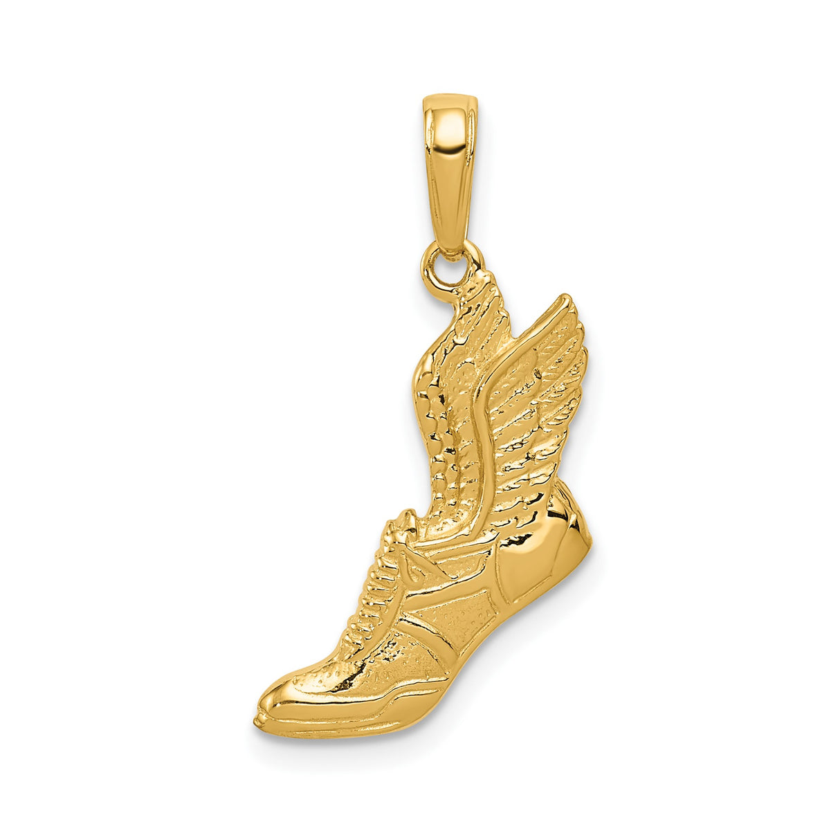 14k Yellow Gold Winged Sneaker Pendant, Hermes Inspired Shoe Charm for Runners and Athletes