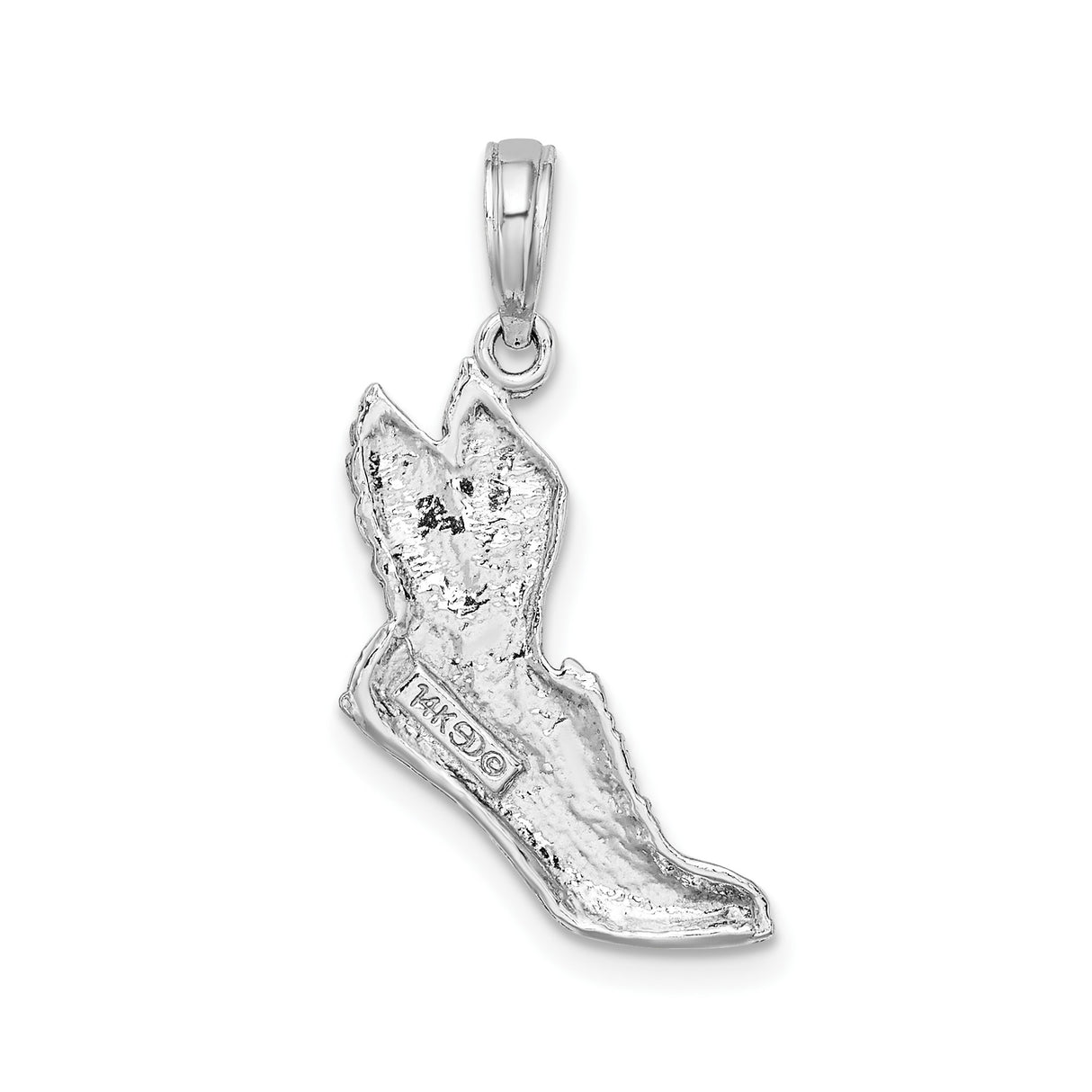 14k White Gold Winged Sneaker Pendant, Hermes Inspired Running Shoe Charm for Men or Unisex