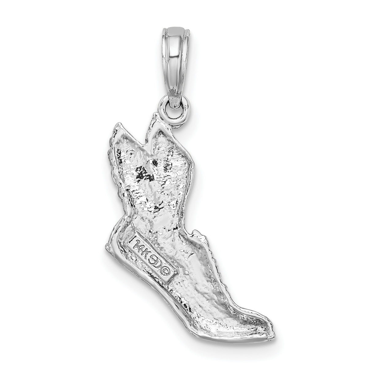 14k White Gold Winged Sneaker Pendant, Hermes Inspired Athletic Shoe Charm for Men or Women
