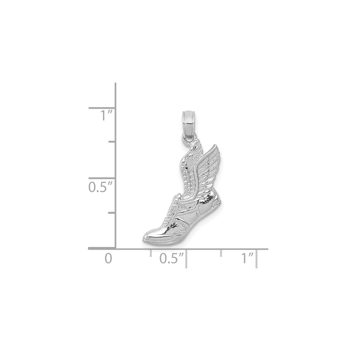 14k White Gold Winged Sneaker Pendant, Hermes Inspired Running Shoe Charm for Men or Unisex