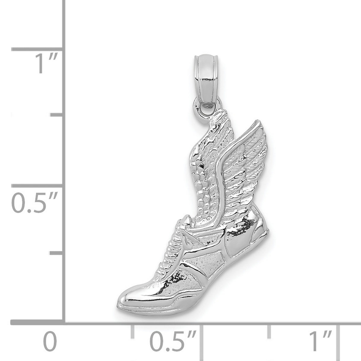 14k White Gold Winged Sneaker Pendant, Hermes Inspired Athletic Shoe Charm for Men or Women